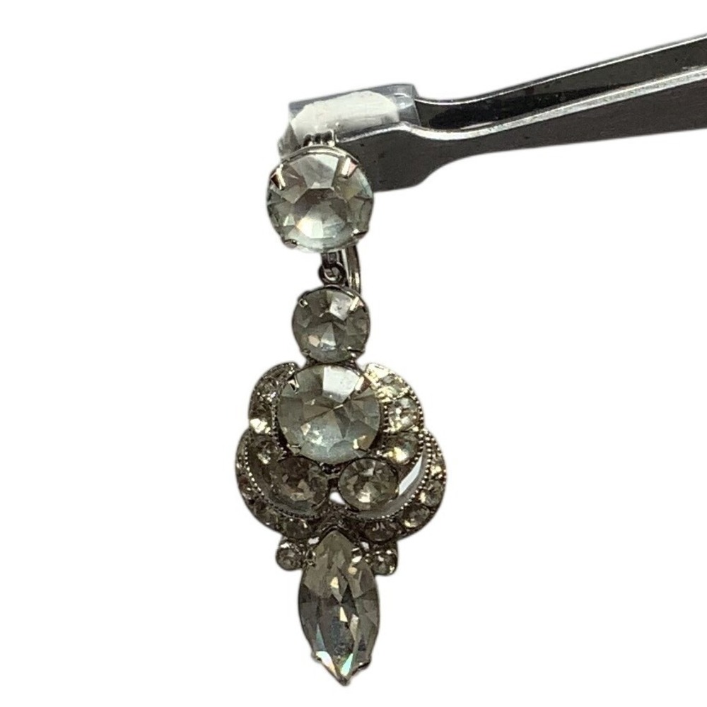 Eisenberg Ice Rhinestone Dangle Clip On Earrings Silver Tone Vintage - Picture 5 of 7